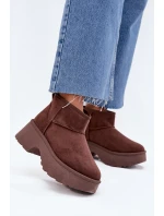 Dámske nízke zateplené snehové topánky Mavelle s kožušinou - hnedé Dámske nízke zateplené snehové topánky Mavelle s kožušinou - hnedé
