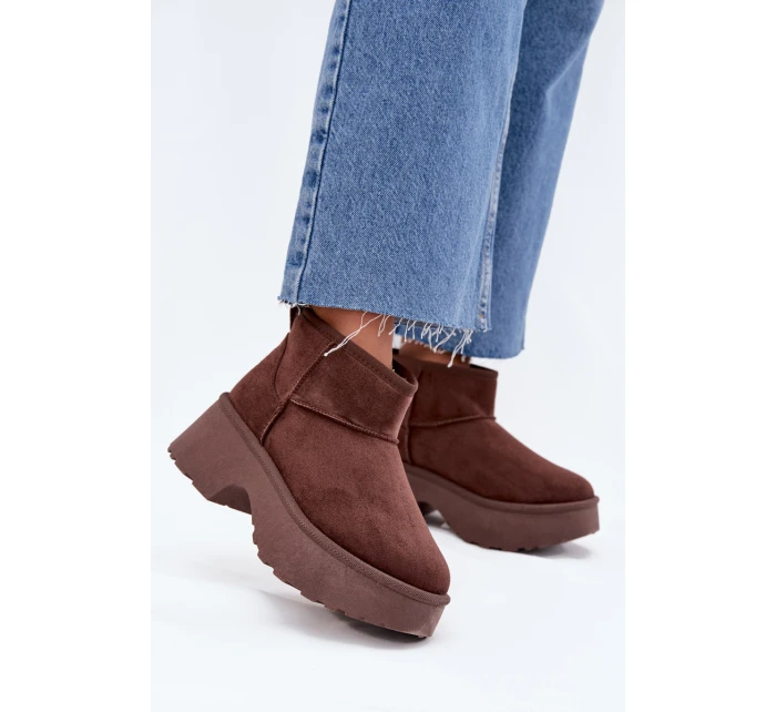 Dámske nízke zateplené snehové topánky Mavelle s kožušinou - hnedé Dámske nízke zateplené snehové topánky Mavelle s kožušinou - hnedé