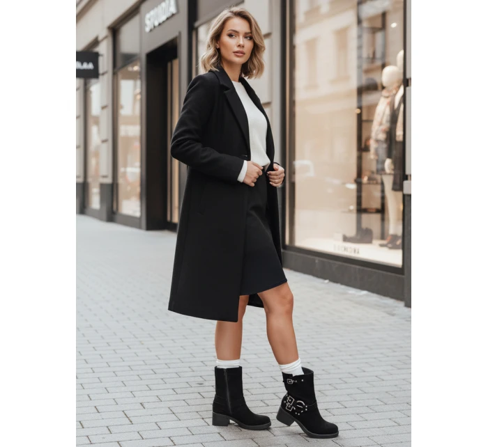Dámské semišové kozačky s přezkou černé Dstreet model 21994300 - FashionStreet