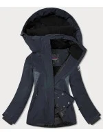 Čierna dámska zimná bunda so snehovým pásom (b2376)