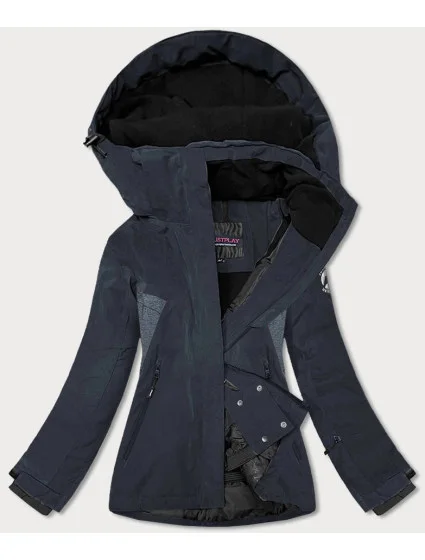 Čierna dámska zimná bunda so snehovým pásom (b2376)