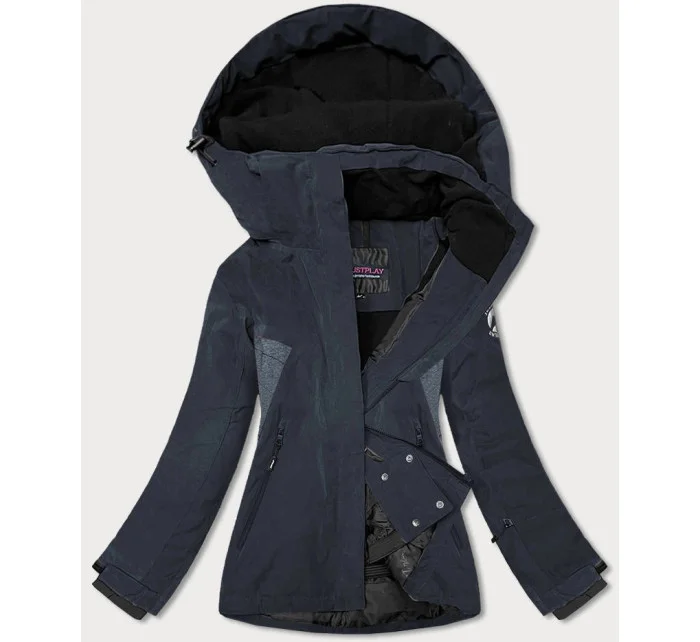 Čierna dámska zimná bunda so snehovým pásom (b2376)