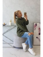 Zateplená mikina se zapínáním na druky khaki
