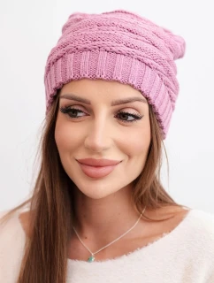 Dámska zimná čiapka s klasickým rebrovaným vzorom K439 svetlo fialová