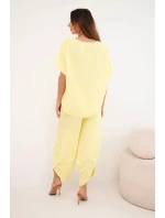 Komplet z viskózy model 22018674 + kalhoty žlutý - K-Fashion
