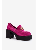 Zazoo 20170 Półbuty Zamszowe Damskie Na Słupku Fuksja