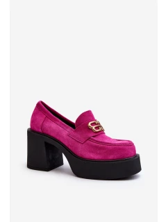 Zazoo 20170 Półbuty Zamszowe Damskie Na Słupku Fuksja