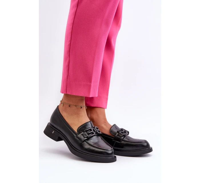 Elegantní černé dámské kožené mokasíny model 21655405 - VINCEZA