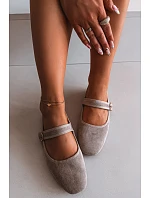 Baleríny s páskem a zlatým sponou Béžové Kelisa