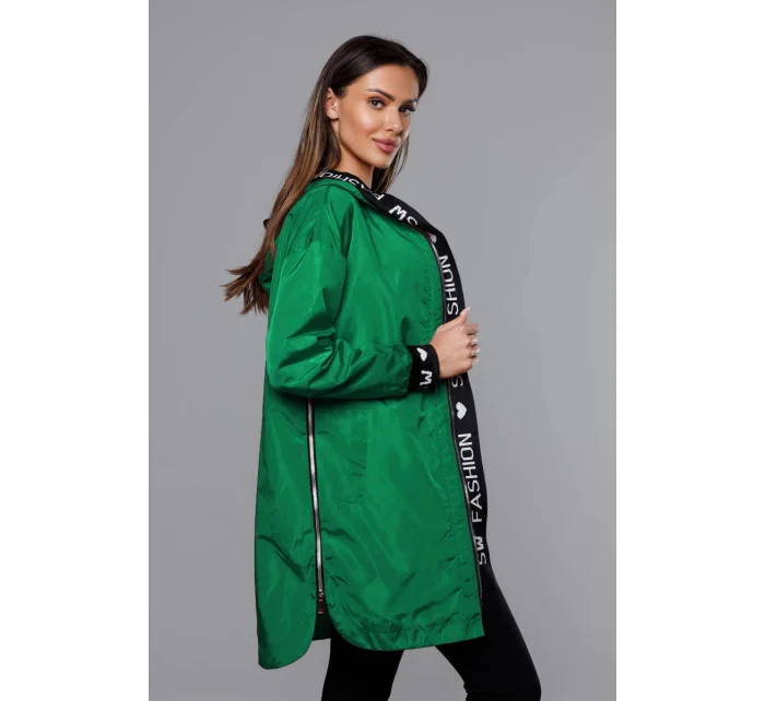 Tenká zelená dámská bunda s ozdobnou lemovkou model 18038046 - S'WEST