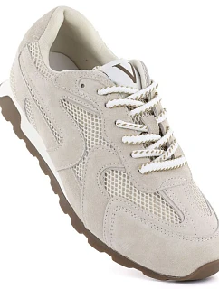 Dámské semišové kožené polobotky béžové model 22068880 - VINCEZA