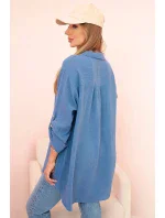 Bavlnená mušelínová oversize košeľa tmavý denim