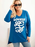 Dámska bavlnená blúzka s výstrihom do V a nápisom strieborná