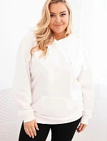 Plus veľkosť dámska mikina s kapucňou s klokaním vreckom bavlna biela