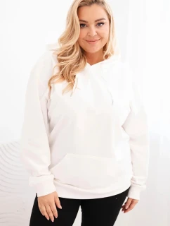 Plus veľkosť dámska mikina s kapucňou s klokaním vreckom bavlna biela