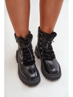 Zateplené kotníkové boty na zip z eko kůže černé model 21679613 - Boto