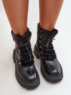 Zateplené kotníkové boty na zip z eko kůže černé model 21679613 - Boto