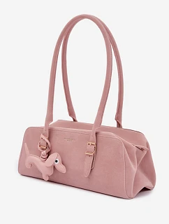 Kabelka z imitace semiše s přívěskem růžová model 22111596 - Flora&Co