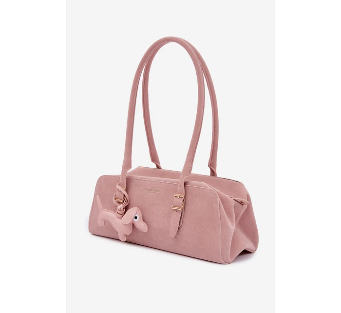 Kabelka z imitace semiše s přívěskem růžová model 22111596 - Flora&Co