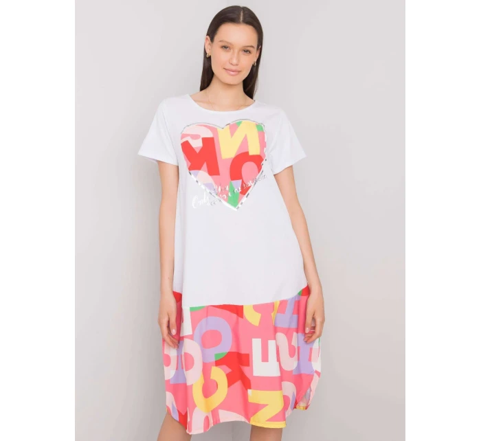 Šaty DHJ SK 13119.26P biela a ružová