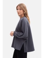 B306 Pletená mikina uvoľneného strihu - oceľová