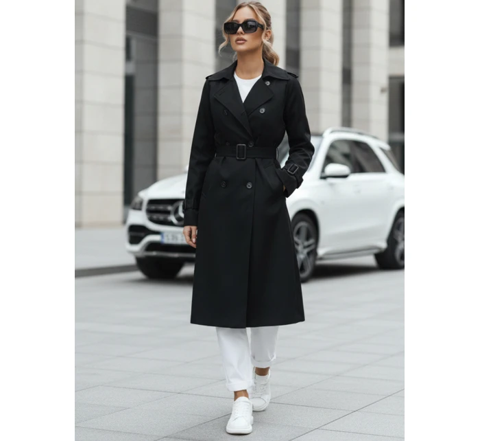 FashionStreet dámsky dvojradový čierny kabát TY5437