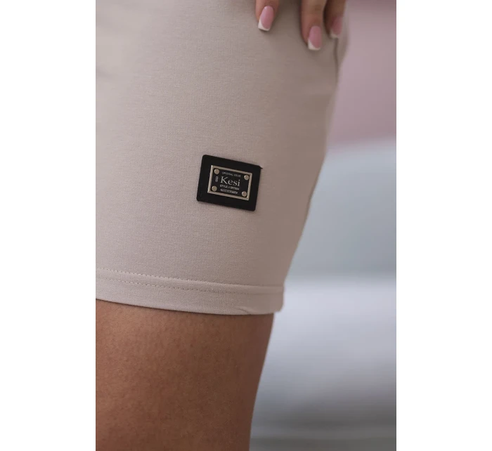 Šaty s viazaným výstrihom béžové