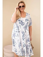 Plus veľkosť dámske viskózové šaty s krátkymi rukávmi a vzorom Paisley White
