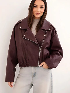 Dámská model 22251614 bunda z ekokůže se zipem bordó - K-Fashion