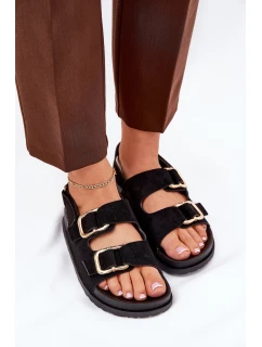 Sandały Damskie Z Klamrami Czarne Seladith