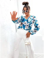 Tyrkysová blúzka s volánovými rukávmi (021)