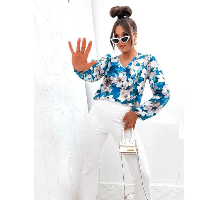 Tyrkysová blúzka s volánovými rukávmi (021)