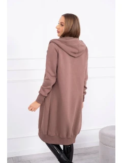 Zateplená dlhá mikina s kapucňou mocca