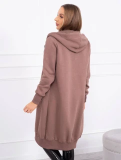 Zateplená dlhá mikina s kapucňou mocca