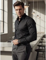 Pánská elegantní hladká černá košile SLIM FIT Dstreet model 21981616 - FashionStreet