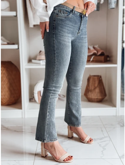 Dámske džínsy do zvonu so zirkónmi BLINKFIT modré FashionStreet UY2449