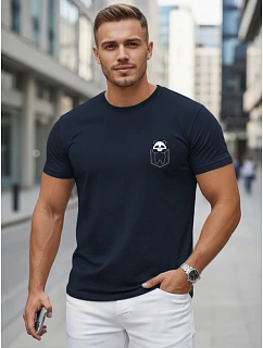 Bawełniana koszulka męska z nadrukiem granatowa model 22305634 - FashionStreet