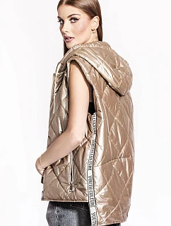 Lesklá béžová dámská vesta model 17044005 - Ann Gissy