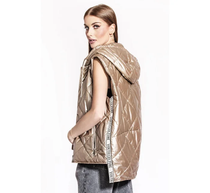 Lesklá béžová dámska vesta (AG3-02)