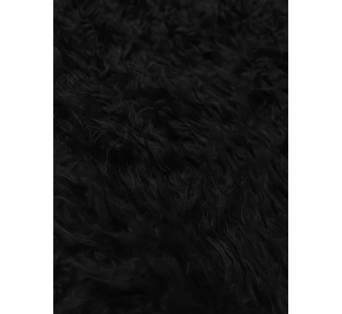 Čierna kožušinová vesta s dlhými vlasmi (1402)