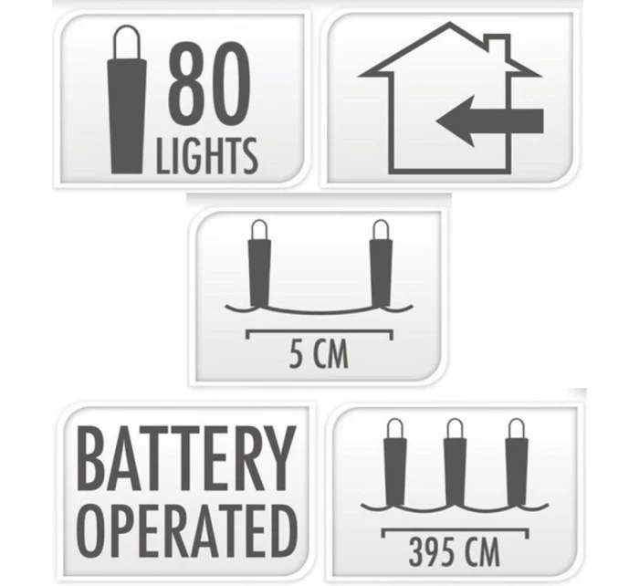 DRÔTENÉ SVETLÁ BATÉRIOVO OVLÁDANÉ GIRLANDY 80 LED STUDENÁ BIELA