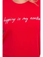 Nakupovanie je moja kardio červená blúzka Nakupovanie je moja kardio červená blúzka