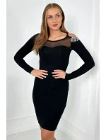 Viskózové šaty se síťovinou model 19049184 černý - K-Fashion Viskózové šaty se síťovinou model 19049184 černý - K-Fashion