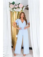 Dámsky overal so širokými nohavicami a opaskom na zaväzovanie 0000OV07814 White - Koucla