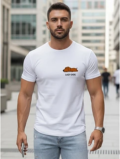 Pánske tričko s minimalistickou potlačou biele FashionStreet NX5096R
