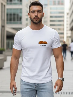 Pánske tričko s minimalistickou potlačou biele FashionStreet NX5096R