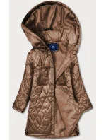 Hnedá dámska prešívaná bunda oversize s kapucňou (ag5-010) Hnedá dámska prešívaná bunda oversize s kapucňou (ag5-010)