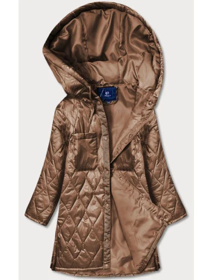 Hnedá dámska prešívaná bunda oversize s kapucňou (ag5-010) Hnedá dámska prešívaná bunda oversize s kapucňou (ag5-010)