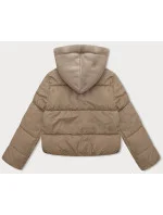 zimowa kurtka damska z kapturem ciemny beż model 21247645 - J.STYLE zimowa kurtka damska z kapturem ciemny beż model 21247645 - J.STYLE