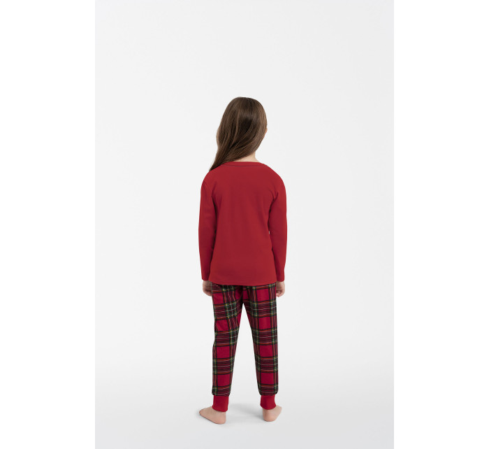 Detské pyžamo Tess, dlhé rukávy, dlhé nohavice - červená/potlač